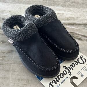 NWT Dearfoams Slippers Marshall Microsuede Black Mens Small 7-8
